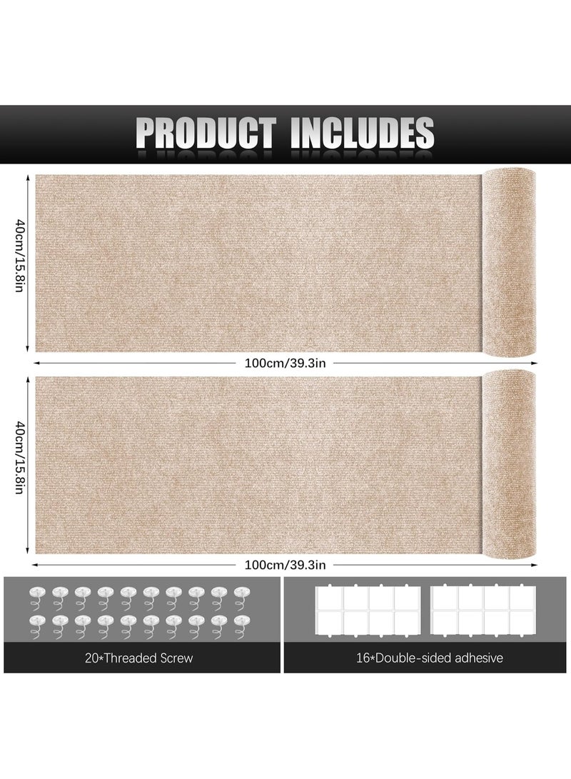 2PCS 39.4"x15.8" Self-Adhesive Cat Scratch Mats – Trimmable DIY Cat Scratcher Pads for Couch, Wall, Doors & Furniture Protection, Durable Anti-Scratch Cover for Cat Towers & Replacement Pads (Beige) - Image 2